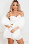 Oversize Faux Fur Wraparound Stole - White