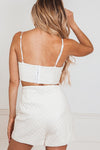 Quilted Leather Crop Top - White