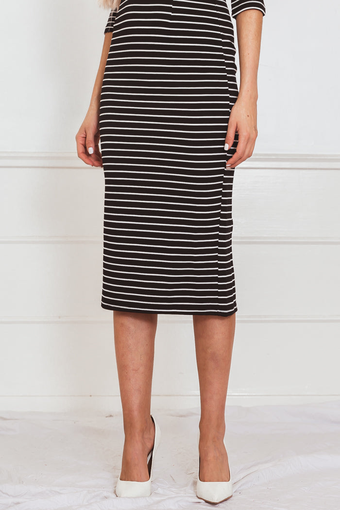 Striped Jersey Pencil Skirt