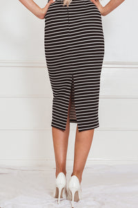 Striped Jersey Pencil Skirt