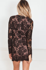 Lace Mini Dress with Lace-Up Front