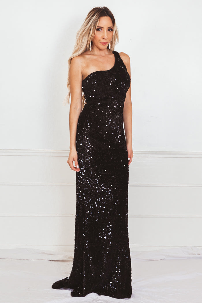 One-Shoulder Sequin Long Gown Haute & Rebellious One-Shoulder Sequin Long Gown Haute & Rebellious