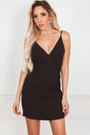Mini Dress with Ruffle Detailing Open Back - Black