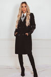 Wool Coat with Leather Sleeve