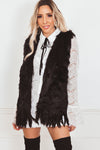 Plush Faux Fur Vest - Black