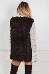 Plush Faux Fur Vest - Black