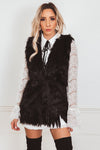 Plush Faux Fur Vest - Black