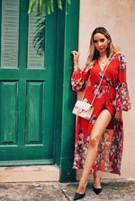 Unforgettable Floral Wrap Midi Dress