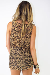 LEOPARD CHIFFON TOP WITH BACK CUTOUTS - Haute & Rebellious