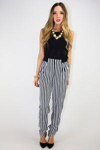 CLASSIC VERTICAL STRIPE WOVEN PANT - Haute & Rebellious