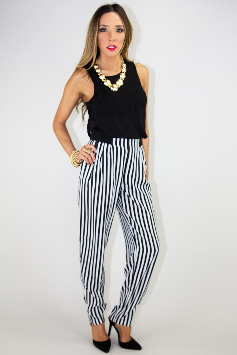 CLASSIC VERTICAL STRIPE WOVEN PANT - Haute & Rebellious