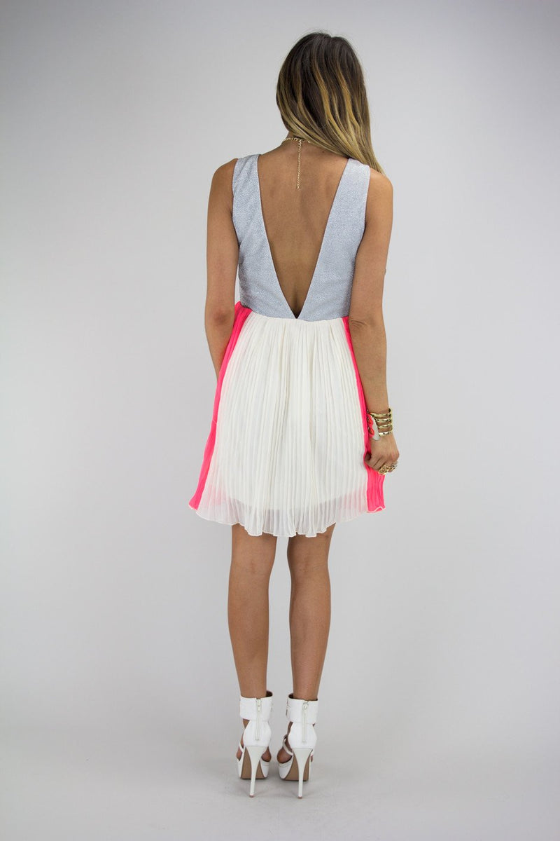A POP OF NEON PLEATED DRESS - Haute & Rebellious
