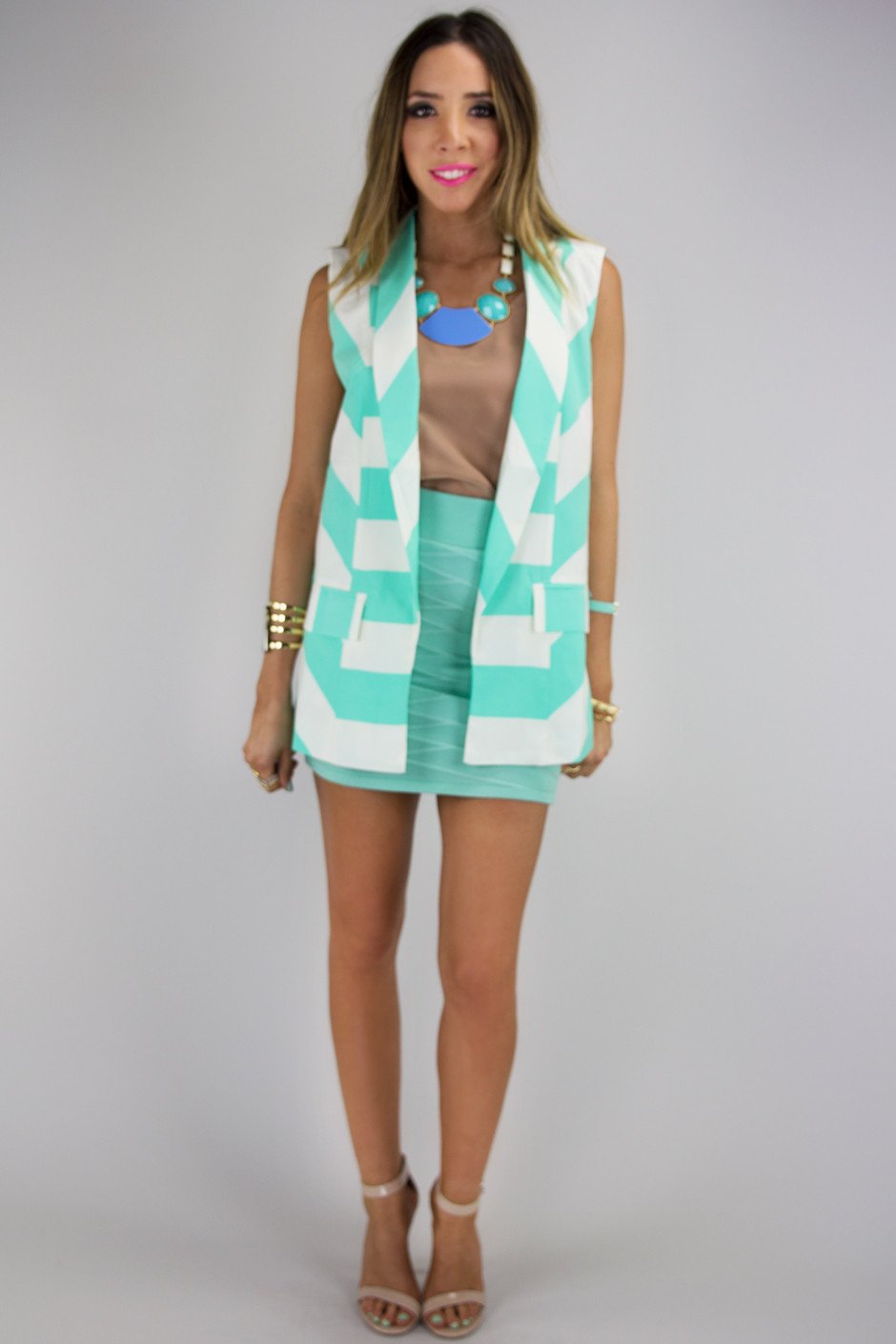 ALLIE CHEVRON PATTERN VEST - Haute & Rebellious