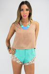 CAITLIN CROCHET DETAIL SHORTS - Mint - Haute & Rebellious