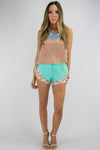 CAITLIN CROCHET DETAIL SHORTS - Mint - Haute & Rebellious