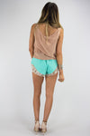 CAITLIN CROCHET DETAIL SHORTS - Mint - Haute & Rebellious