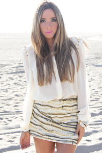 HEART & SOUL SEQUIN SKIRT - Beige/Gold - Haute & Rebellious