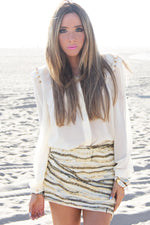 HEART & SOUL SEQUIN SKIRT - Beige/Gold - Haute & Rebellious