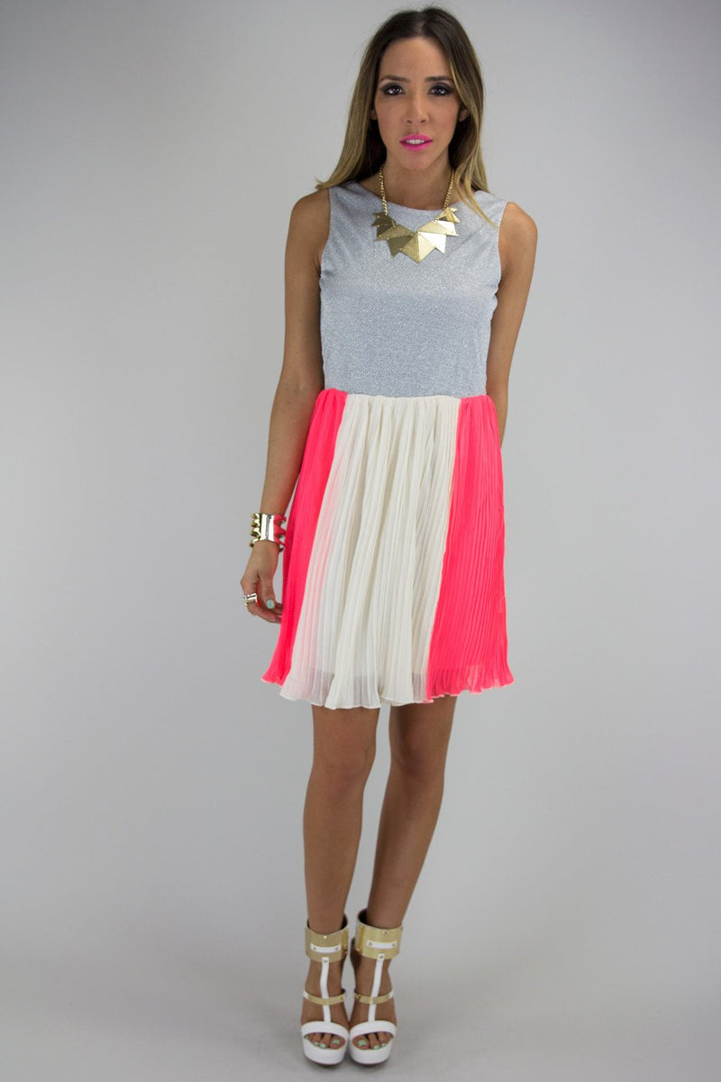 A POP OF NEON PLEATED DRESS - Haute & Rebellious