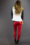 WHITE TWEED JACKET WITH BLACK LEATHER CONTRAST SLEEVES - Haute & Rebellious