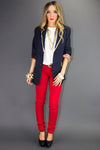 NALLA GOLD STUDDED NAVY BLAZER - Haute & Rebellious