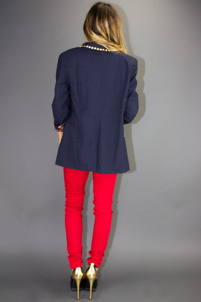 NALLA GOLD STUDDED NAVY BLAZER - Haute & Rebellious