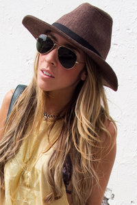 BROWN FLAT BRIM HAT (Final Sale) - Haute & Rebellious