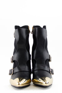 Gold Plated Closed-Toe Heel - Black - Haute & Rebellious