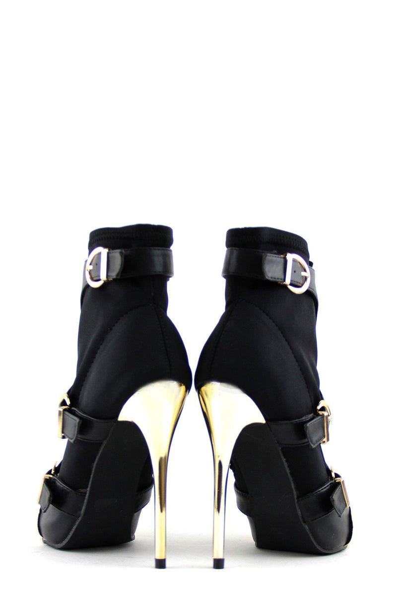 Gold Plated Closed-Toe Heel - Black - Haute & Rebellious